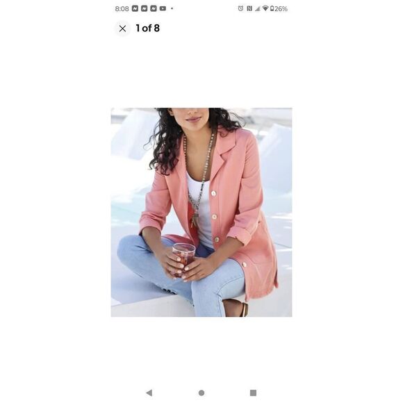 NEW Soft Surroundings Ravina Shirt Button Up Coral Lyocell 2CZ95 Small Fringed h - Picture 1 of 7